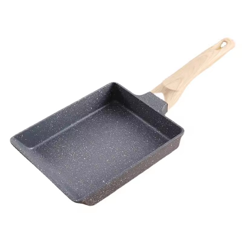 Wajan Telur Goreng Persegi Panjang Anti Lengket Gandum Panggang Telur Tebal Batu Giok Tebal dan Tinggi