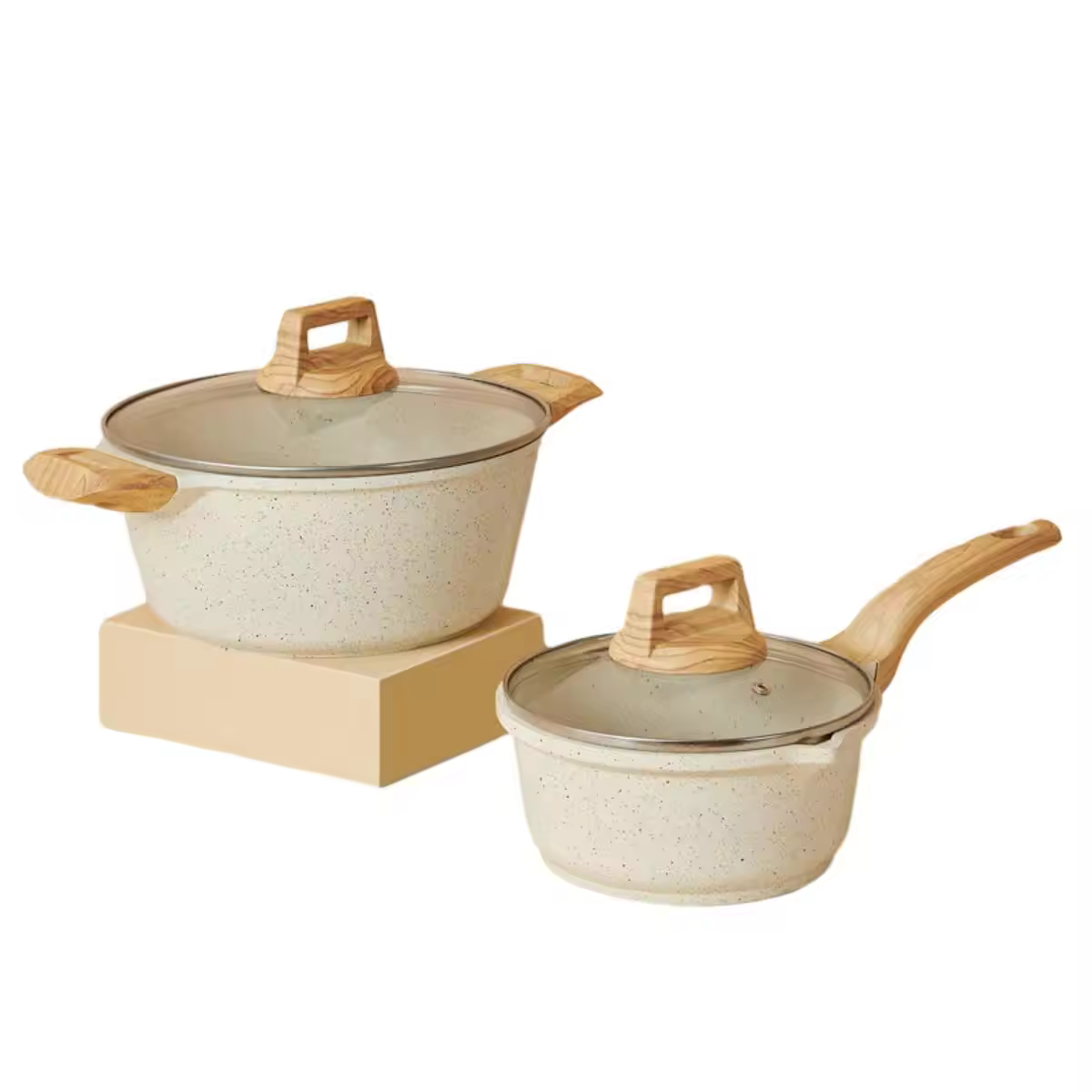 Set panci sup antilengket aluminium logo khusus dengan pegangan