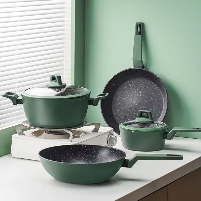 Set peralatan masak khusus set panci saus panci masak keramik aluminium